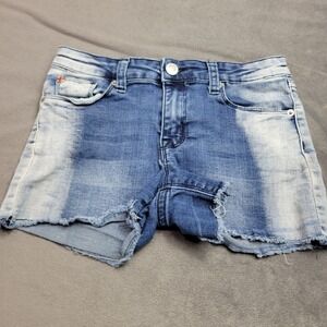 Hudson Girls Distressed Denim Shorts Size 16 Blue Frayed Hem Cotton Blend